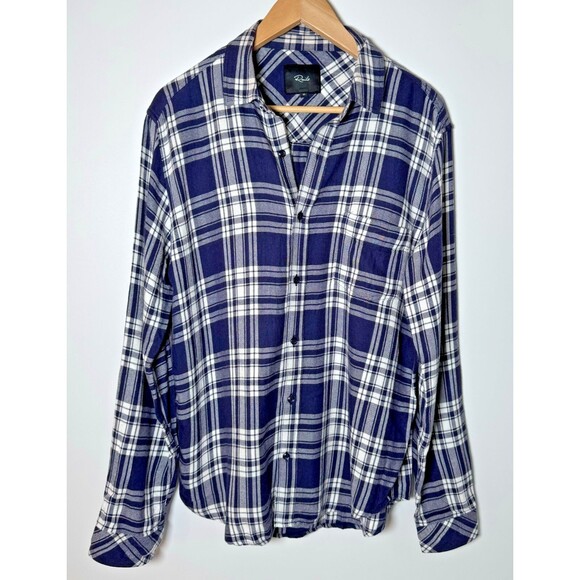 Rails Women Medium Plaid Button Down Shirt Blue White Lennox Arctic Coastal - Picture 1 of 14